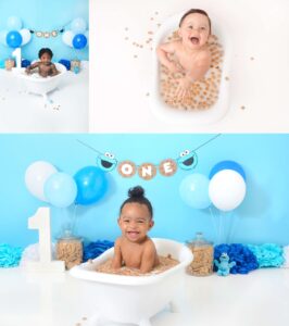 babies in a milk bath with cookies 