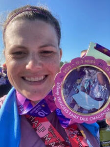 Lara Carter, the best Disney travel agent, after a marathon at disney
