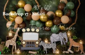 jungle safari themed backdrop for a cake smash photoshoot