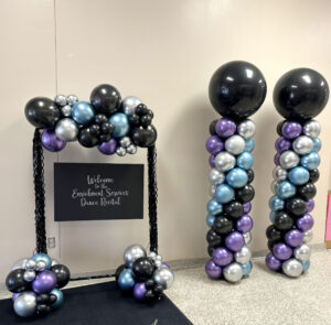 black purple and blue custom event decoration