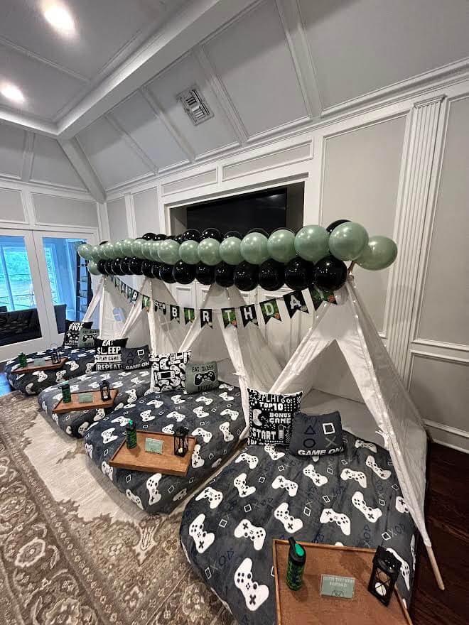 gaming themed birthday party sleepover
